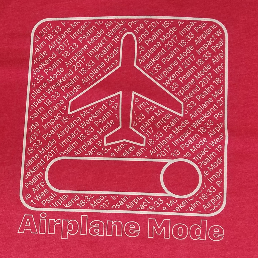 Mens T-Shirt Airplane Mode On Size L Red